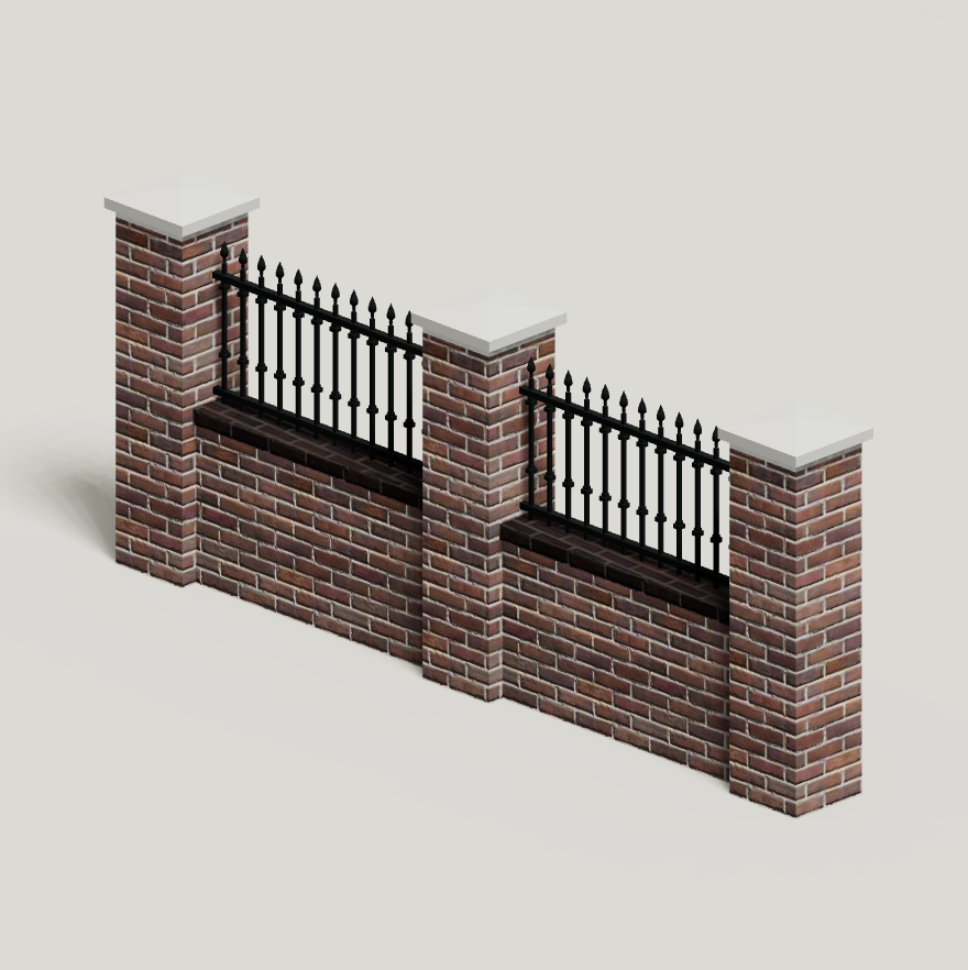 Muro in mattoni con ringhiera