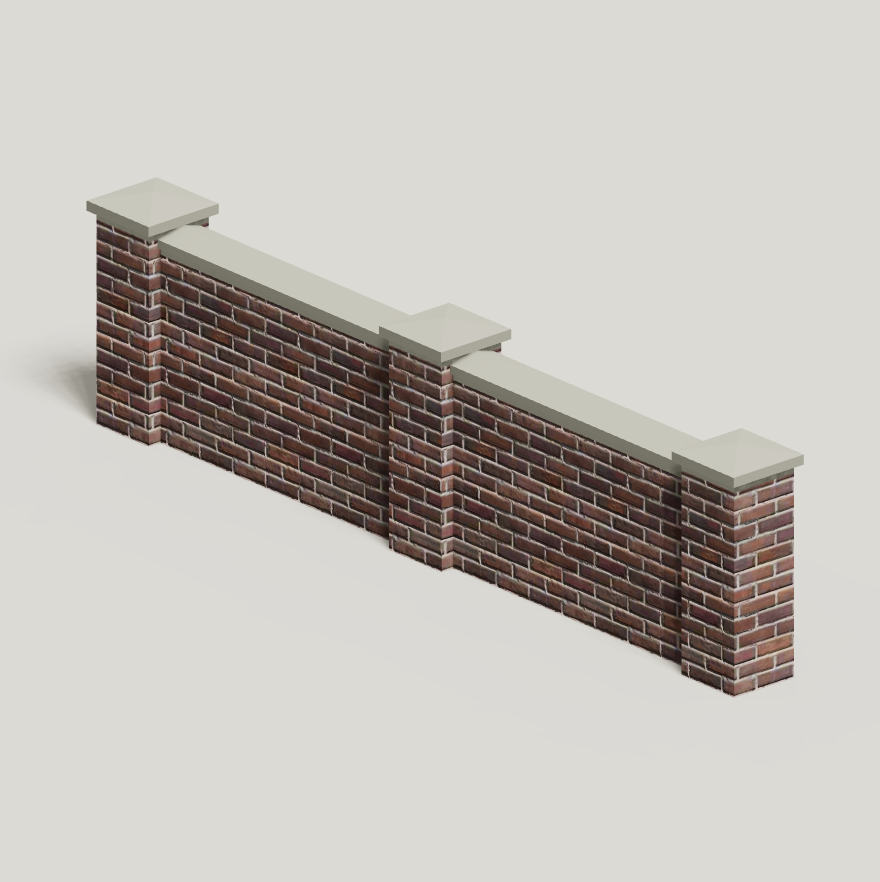 Muro in mattoni con pilastri