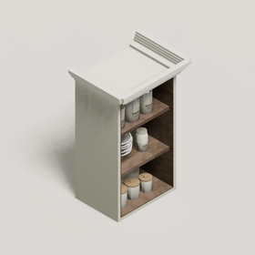 Cabinet · Open wall shelves