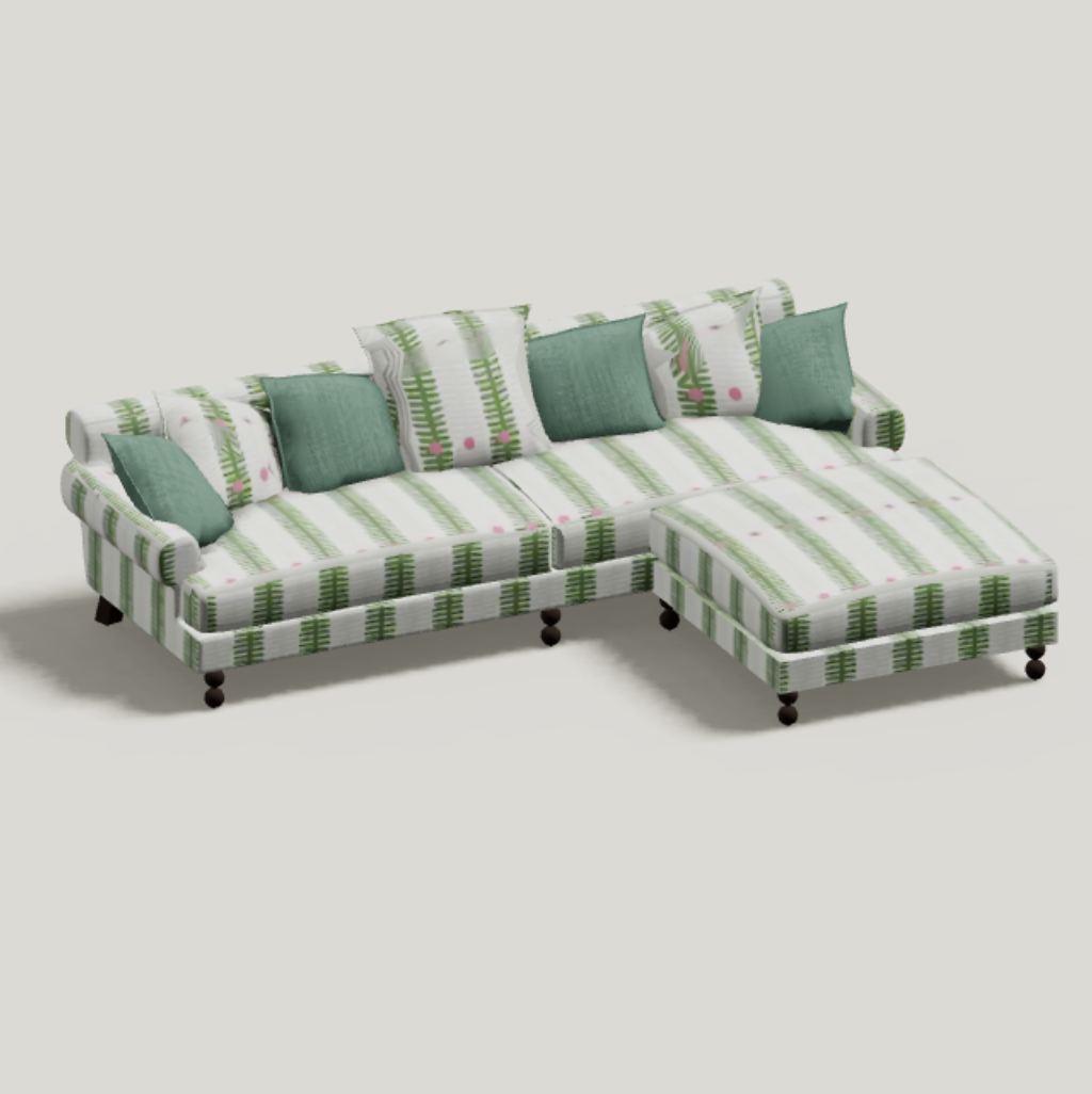 Divano con cuscini · Chaise longue · destra