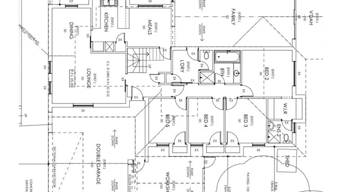 Original floor plan used to generate the adjacent 3D house model